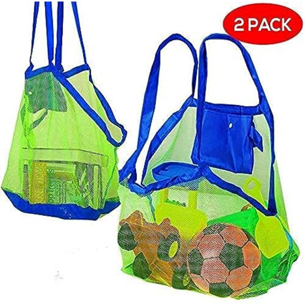 2 store mesh tasker til sand, strandlegetøj, badelegetøj, håndklæder osv. (XL 45cm) - Solid, modstandsdygtig, praktisk