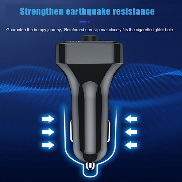 Bil Bluetooth-håndfri MP3-spiller Bil FM-sender TYPE-C Bluetooth Dual USB-billader