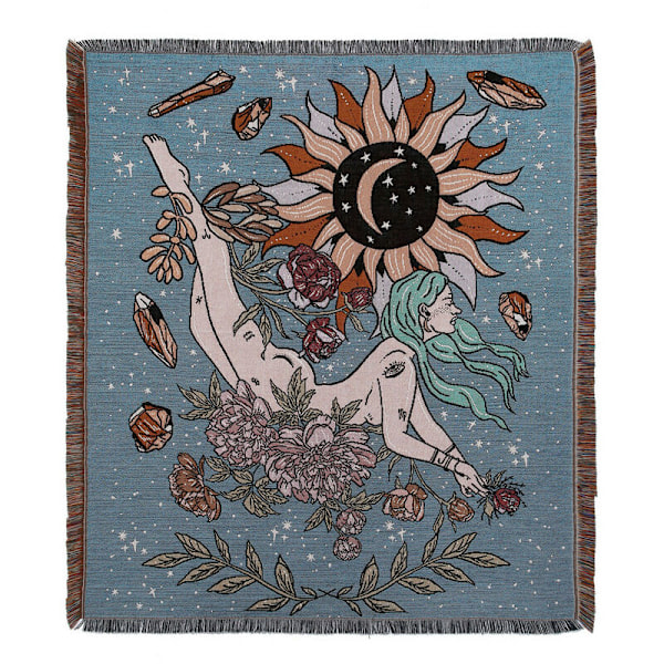 1 stk. 160x130cm Rutete Blå Rutete Strikket Dekorert med Komfortabel Enkel Bohemia Beskyttelse mot kulde for Sofa Sofa Hvile og Lur