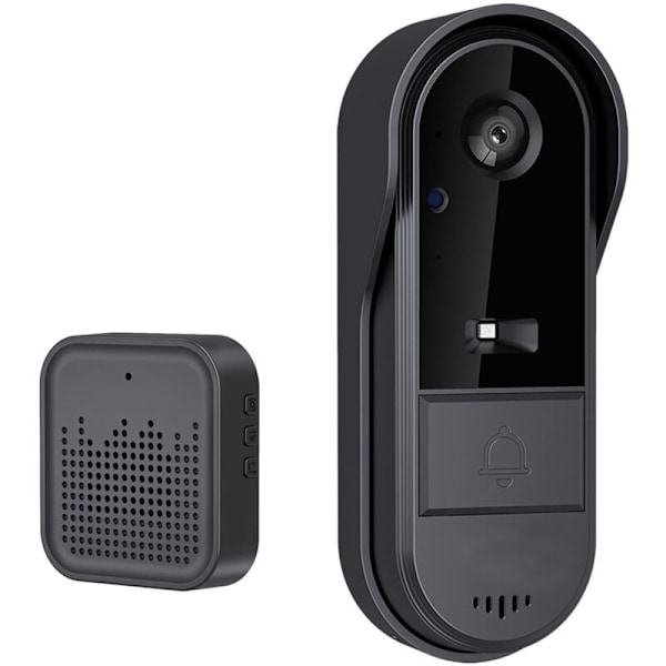 Trådløs video dørklokke med trådløs klokkespil, tovejslyd, Tuya applikationskontrol, natvisualisering, WiFi 2,4 GHz kun, TF/Cloud Card,