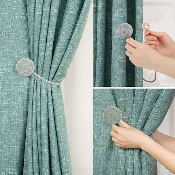 2 magneettisen verhonpidikkeen setti, koristeelliset punotut verhonpidikkeet vahvalla ja kestävällä magneetilla - Vihreä Hedelmä