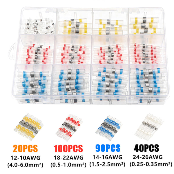 250 stk. loddesamlingsledningsstik, Sopoby krympevarme loddesamlingsforsegling isolerede elektriske stik, vandtætte til marine og bilindustrien