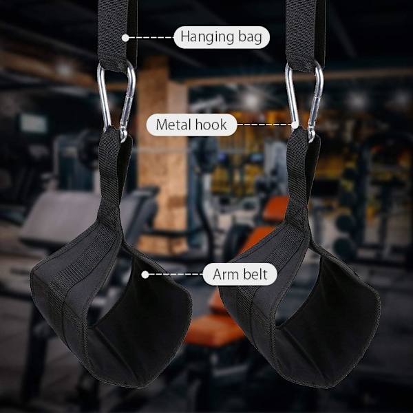 Hængende armstropper til mavetræningsapparater med D-ringe - Rivningsresistente fitnessstropper - Par af mavestropper til chin up-stang