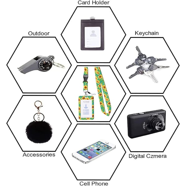 Kaulamerkki (auringonkukan vihreä), ruokailukortin pidike, kaulakortin pidike, kaulakortin pidike, muodikkaat lanyardin henkilökortille, avaimille, lipuille, kotitoimistolle