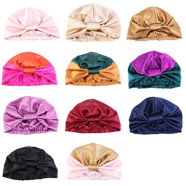 Rosa färgad duschmössa för kvinnor och flickor, återanvändbar, extra stor, tvättbar, söt och mjuk, imitationssilke dubbelskikts pyjamas kemoterapi hatt pack si