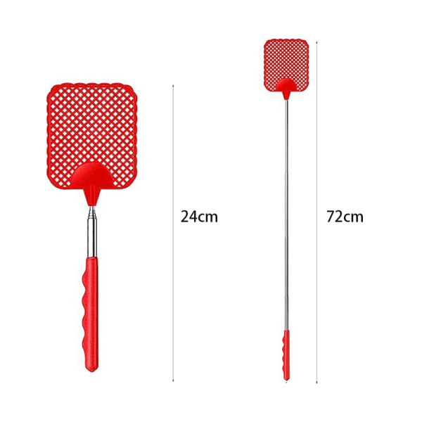 Retractable Fly Swatter (Red), Retractable Fly Swatter, Sturdy and Durable Telescopic Handle, Lightweight Manual Pest Control