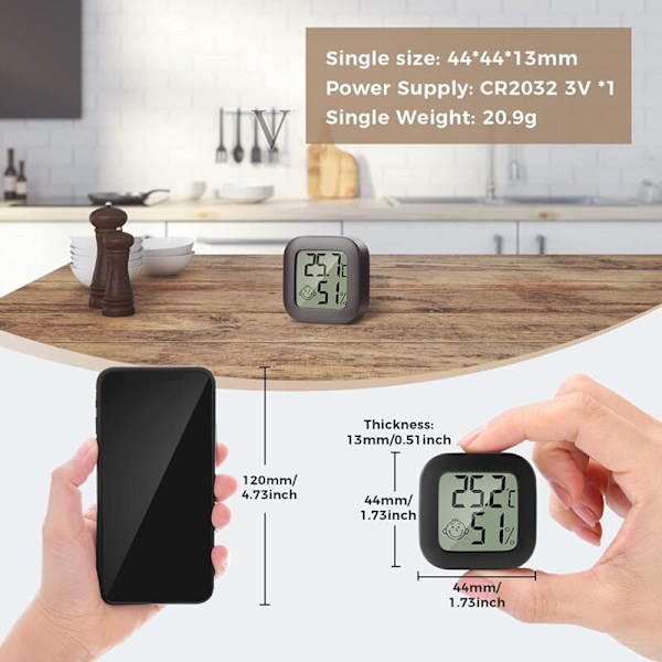 4 Delar Mini LCD Termometer Inomhus Digital Hygrometer Hög Precision Hög Precision temperatur -50 ℃ 70 ℃ 10% 99% HR för Vardagsrum Baby Baby Ch
