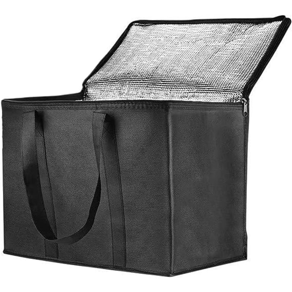 XL isolert leveringspose - 41 x 33 x 26 cm - Leveringspose for varm eller kald mat for camping, fest, bæring av dagligvarer, catering,