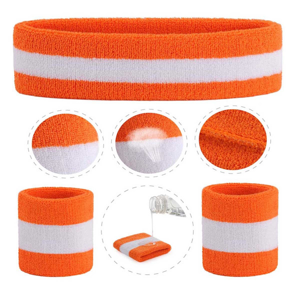 Hikinauhasetti (3 kpl) Urheilupannat Rannehihnat Hikinauhat Froteekankainen Rannehihnat Urheiluhinaukset ja -pannat (Oranssi Valkoinen Oranssi)