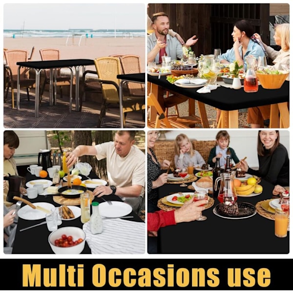 Set med 2 rektangulära picknickdukar, för 6-fotsbord (svart, 30\"x72\")