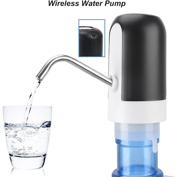 Nedsänkbar dränkbar pump elektrisk vattenpump automatisk vattenutmatare, LED-ljus trådlös fatvattenpumpningsenhet, USB-laddningsbar överföringspump