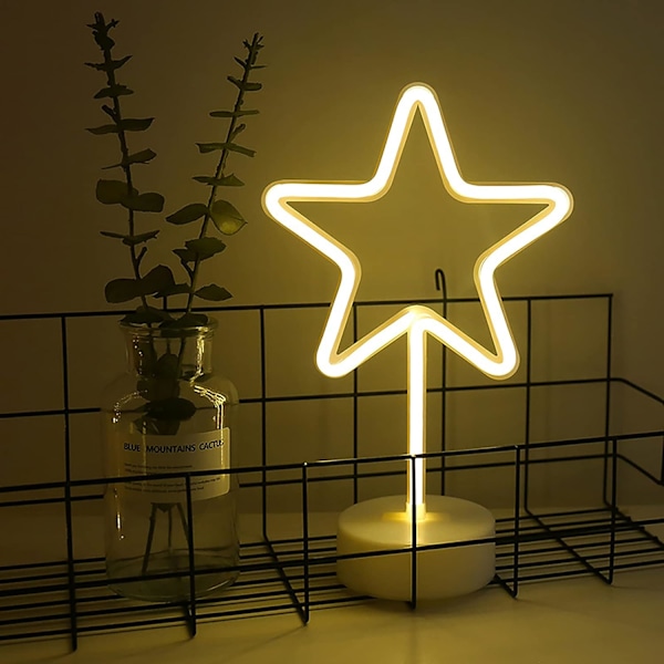 Tähtivalot LED-neonvalot valot jalustalla LED-yövalot Neonvalot USB-akkukäyttöiset yövalot Koristelu jouluun, syntymäpäivään, Livi