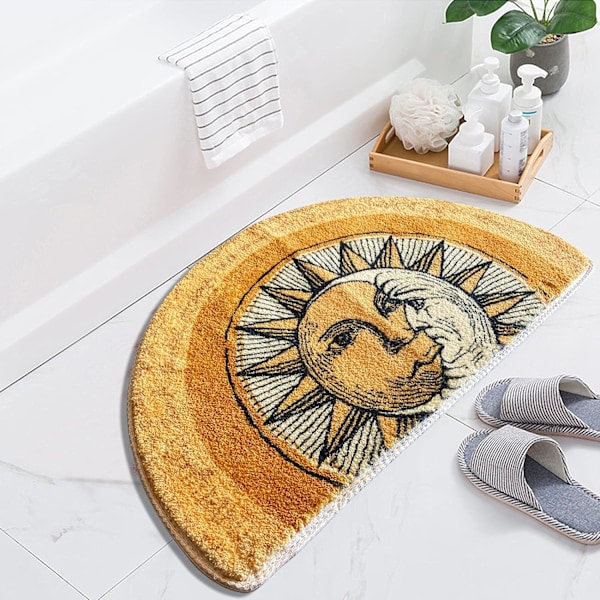 Puoliympyrän muotoinen kylpyhuoneen lattiamatto tarot aurinko ja kuu matto liukumaton tervetulotoivomattoon imukuppi 40*60cm