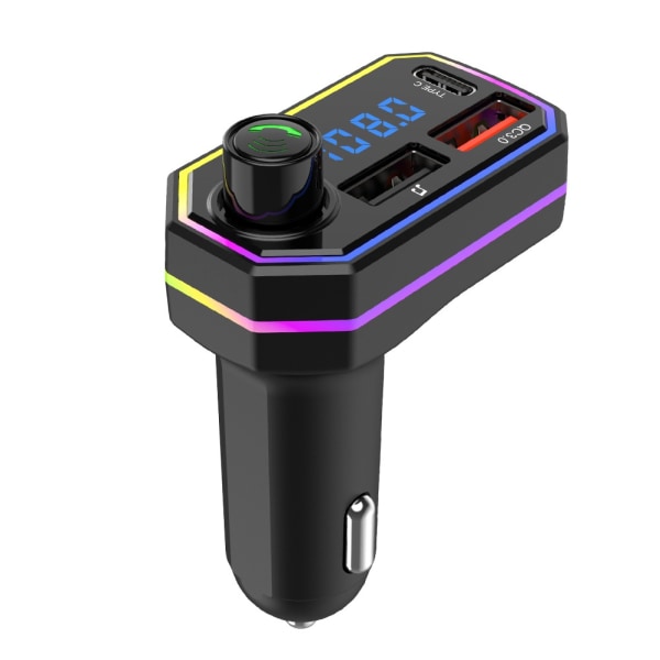 P6 Bil FM-sender - Bil MP3 Bluetooth håndfri spiller QC3.0 Hurtiglading TYPE-C