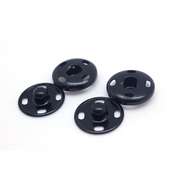 Sett med 24 varige metall syknapper for klessøm (svart, 13,6 x 8,5 mm)