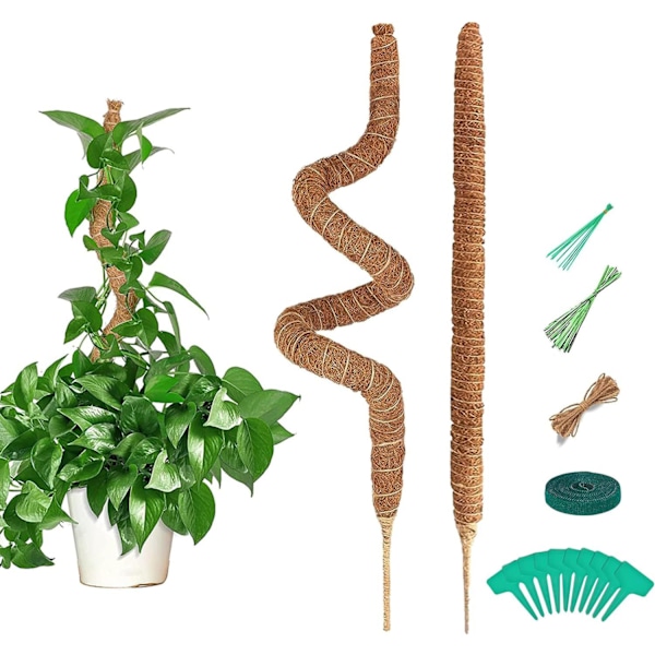 2 Pcs Moss Rod, Bendable Moss Rod for Plants Monstera Climbing Plants Indoor, Garden Trellis