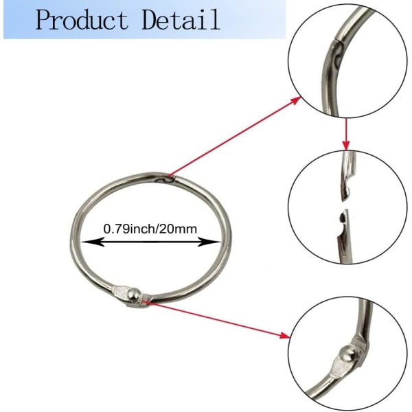 Bogringe, Bindeled, 100 stk. Metalringe Notesbog Nøgleringe Hængselringe til Albummer Scrapbøger Metalbruser(25mm)