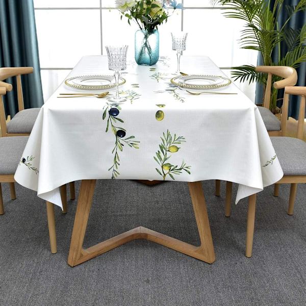 Tvättad plast PVC-duk används för kök, picknick, utomhus, vattentät rektangulär bordsskydd (137 x 2