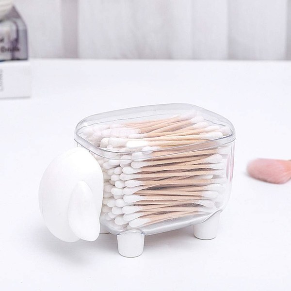 (Hvid) Mini bomuldsvatpind-arrangør kosmetisk vatpindholder bomuldstandpindholder fåreformet kosmetisk makeup-arrangør
