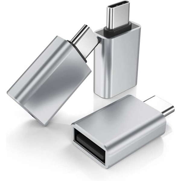 Silver - USB C Hane adapter till USB 3.0 HONA 3-pack, Thunderbolt 3 Type C otg Nyckel Konverterare för MacBook Pro 2022, iPad Mini 6 Air 4 5:e generationen, Sur