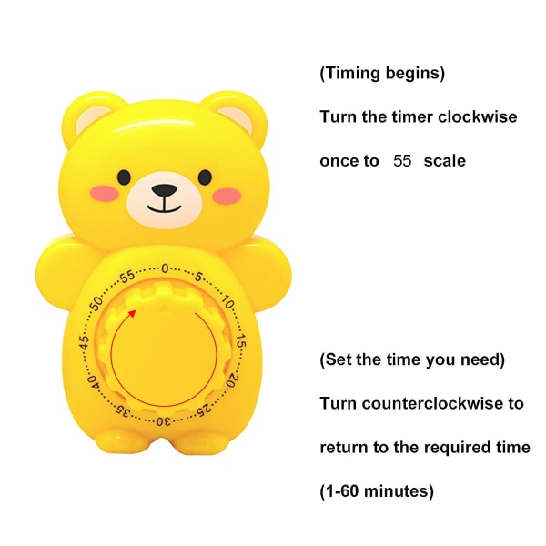 Timers, Kitchen Timer, Mechanical Timer, Lovely Bear Shape Kitchen Timer, 60 Minute Kitchen, Multifunctional Mechanical Timer Analog Kitchen Timer,