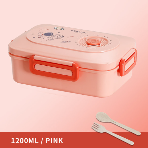 1200ml astronaut lunchlåda (rosa), bento-låda, lunchlåda för studenter och kontorsarbetare, mikrovågsugnssäker