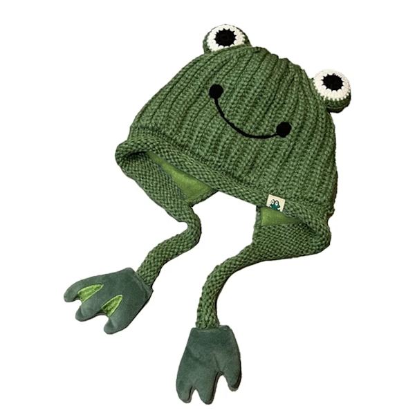 Dam söt groda hatt virkad stickad hatt stora ögon groda stickad vinter öron skydd mössa hattar stickade mössor utomhus höst