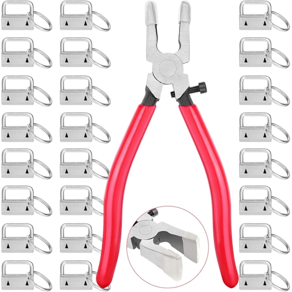 Nøkkelring Hardwaresett, Shynek 50 stk Lanyard Nøkkelring Hardware 1 tomme med Nøkkelring Tang Verktøy for Nøkkelring og Wristlet Klemme Hardware Forbruksvarer