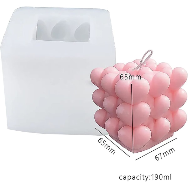 1 stk. 3D boblehjerte stearinlysform silikone stearinlysform - DIY stearinlysform - chokoladeform - harpiksform - silikoneform