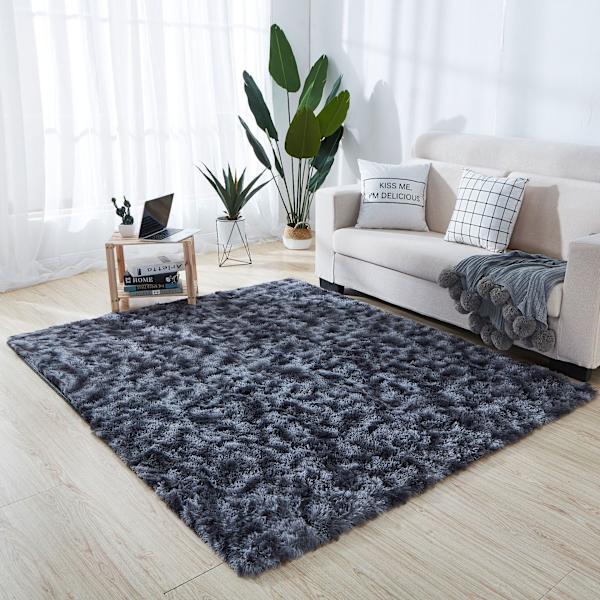 Gulvtæppe Tie-Dye gulvtæppe til stue, soveværelse, køkken, badeværelse (Tie-Dye, Mørkegrå, 100cm*160cm)