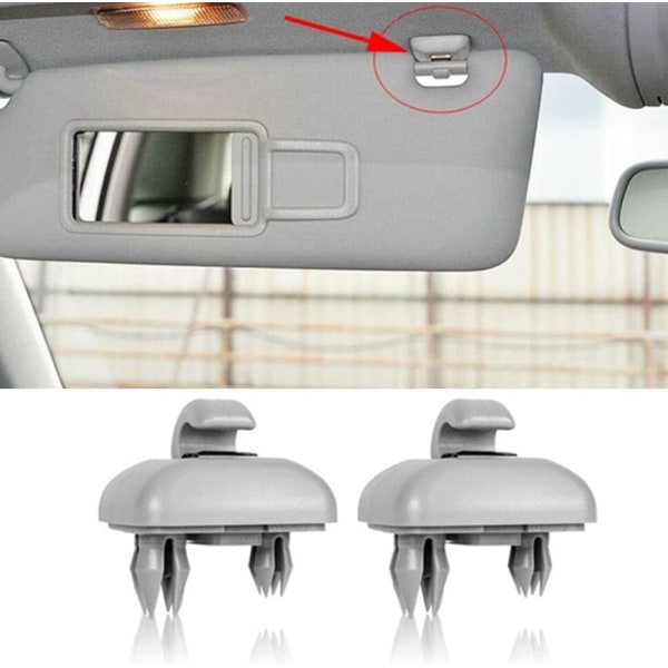2 stk. solskærm klips til bil med clips til Au-di A1 A3 A4 A5 Q3 Q5 8U0857562A 8E0857563A A7 B6 B7 B8 S4 S5 Grå