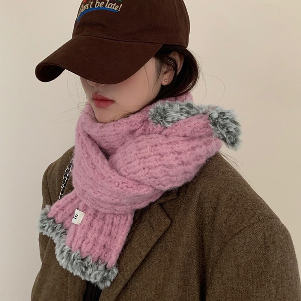1 stk rosa polyester kvinners tartan hvetefarget mote skjerf
