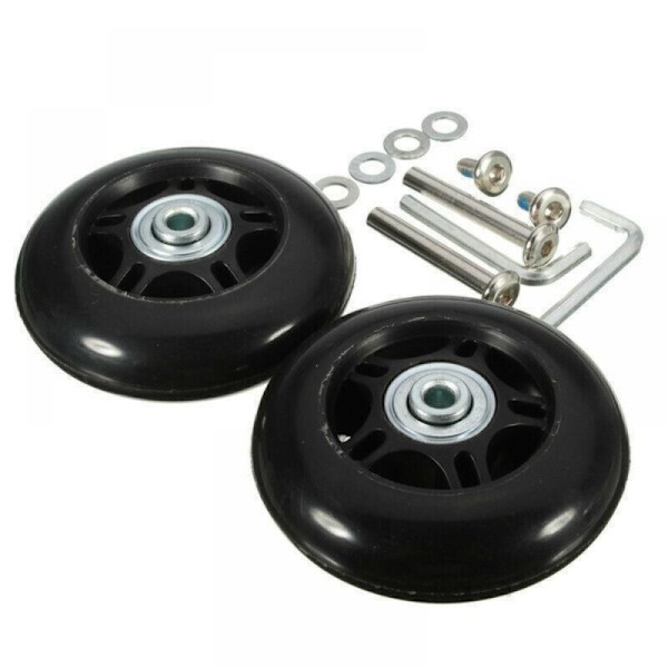 2 stk. Bagagehjul - Udskiftningshjul med leje - 6024mm - Sort