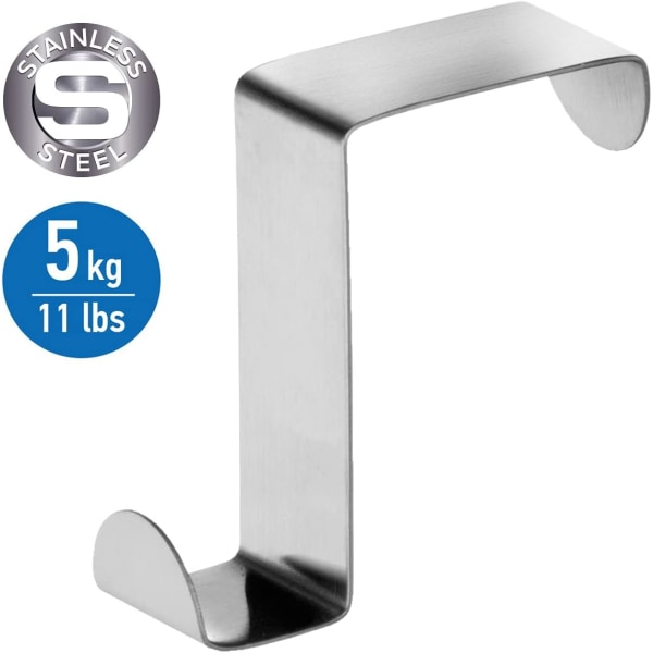 6-Piece Over-the-Door Hook - Reversible and compatible with doors and cabinet doors - Towel Rack - Stainless Steel Hanger for Everything - Holds up