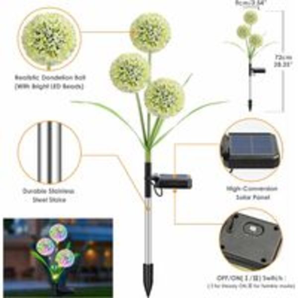 Solcellsdrivna Dekorativa Utomhuslampor 36 LED med 2 Lägen, 3 i 1 Solcellsblommor IP65 Vattentäta Solcellslampor för Trädgård (Flerfärgad