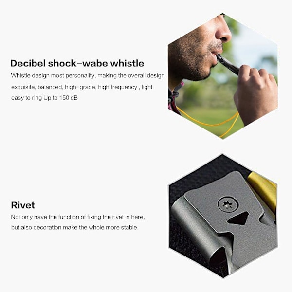 Rostfritt stål 2-pack nödvisselpipa dubbla rör hög decibel utomhus överlevnadssignal för utökad säkerhet nyckelring sparande för camping/vandring