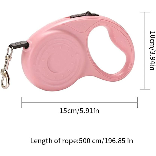 Inntrekkbar hundebånd, hundebånd, inntrekkbar hund automatisk nylon kjæledyr bånd 5m uttrekkbar trekktau