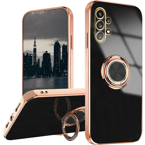 Etui til Samsung Galaxy A32 5Gi (Sort), Samsung A32 5G Etui Stødsikkert, Plating 360 Graders Beskyttelse Magnetisk Cover Bilholder Etu
