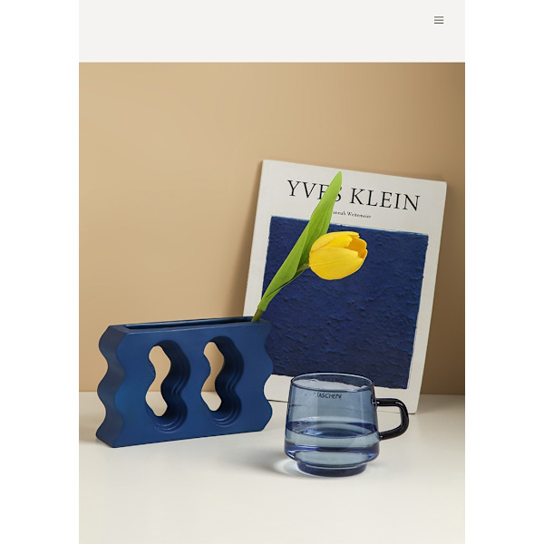 Vasdekoration Morandi geometrisk vas Keramik blomsterarrangemang Torkade blomsterdekorationer (Medeltiden - Klein Blue)