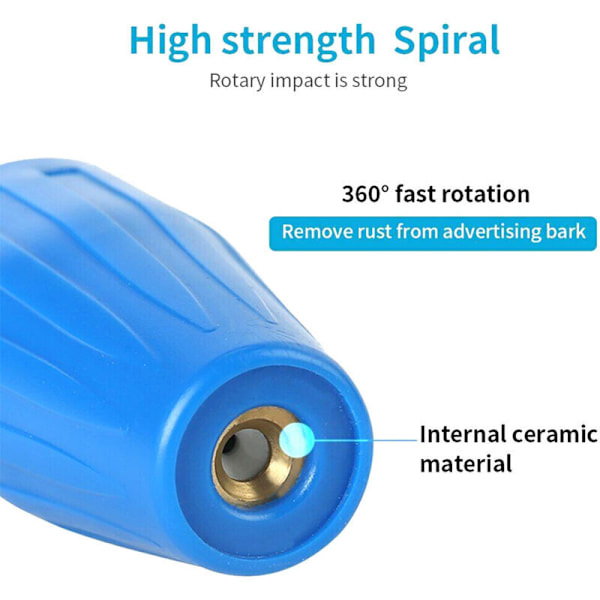 Blå Roterende Turbine Dyse, Højtryksrenser, 4000 PSI, 276 Bar, med 1/4 tomme Quick Connect