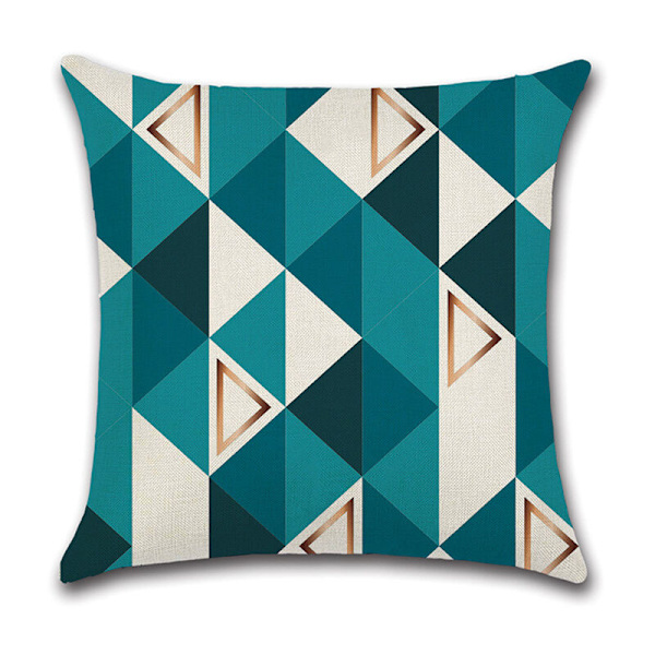 4 st kuddöverdrag 45 x 45 cm, dekorativa fyrkantiga örngott sofföverdrag blå kudde triangelmönster geometriskt mönster bomull linne hus för sovrum