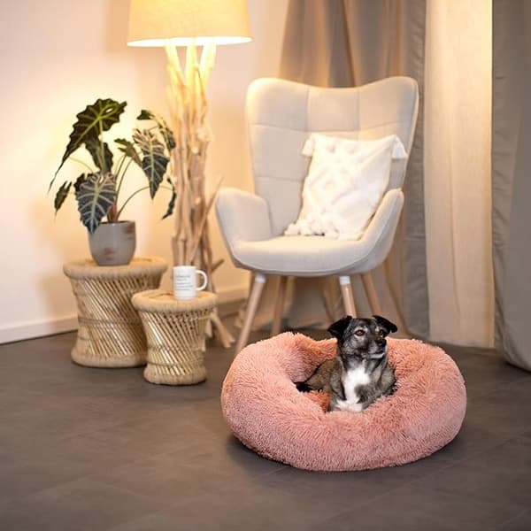 Rund korg hundmatta kattkorg munkar (60 cm rosa)