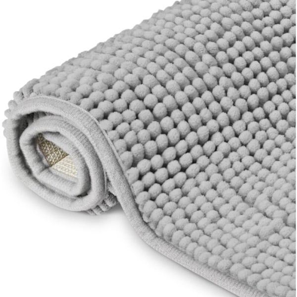 Sklisikker Chenille Badematte, 40 x 60 cm Absorberende Baderomsmatte, Chenille Mikrofiber Baderomsmatte, Maskinvaskbar Gulvmatte, for Baderom, Dusj, Badekar