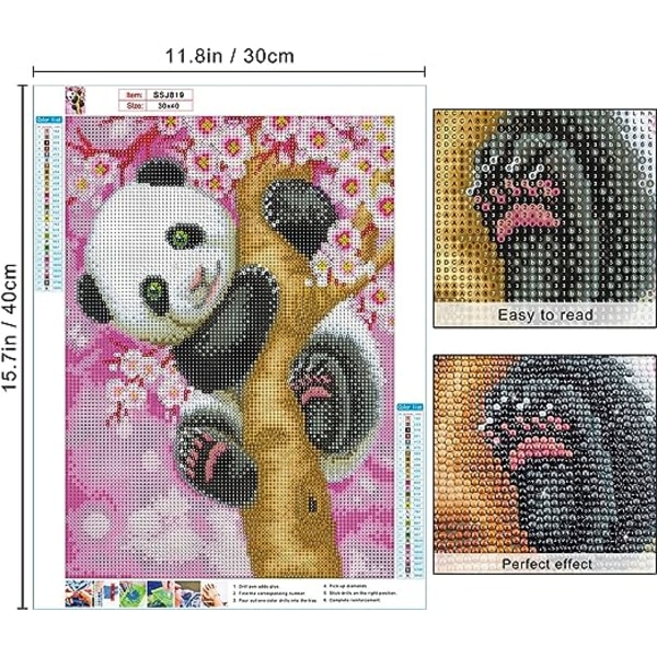 5D Diamantbroderi Kit (30x40cm), Diamantbroderi, Måla efter nummer, Full Diamantmålning, Diamantmålning, Full Diamantbroderi Kit, Söta Panda