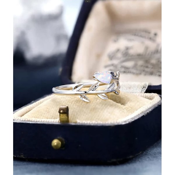Enkel Twig Månsten Ring, 925 Sterling Silver, Justerbar Öppen Ring för Kvinnor Flickor