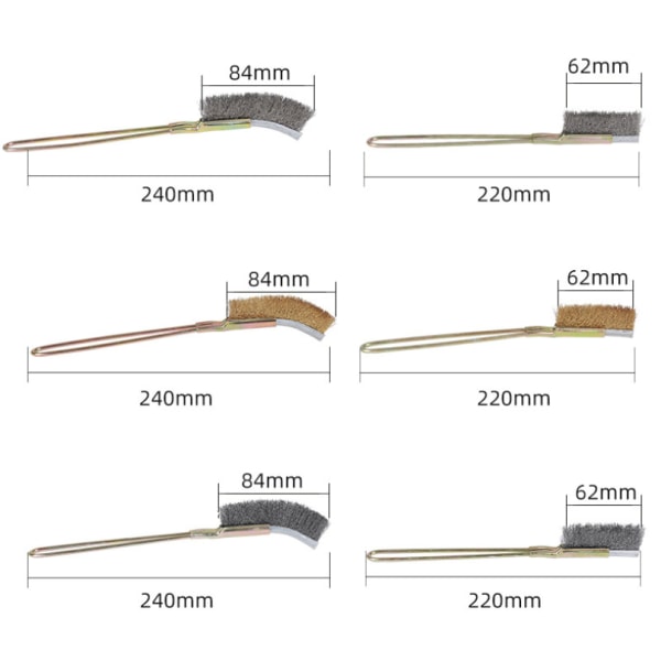 Brushware 3 Pieces of Wire Brushes, Stainless Steel Cleaning Brushes, Long Handle Rust Removal Brushes (6 Rows of Yellow Wire Brushes with Scoop)