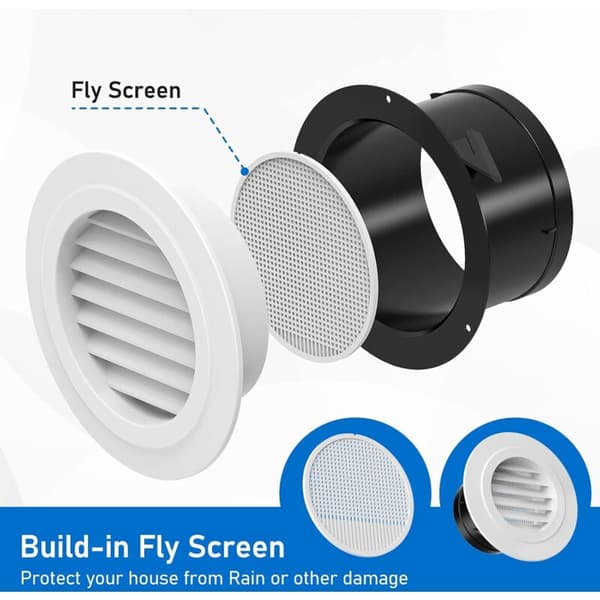 150mm ventilationsmunstycke med skyddsgaller - ABS (Ø150mm)