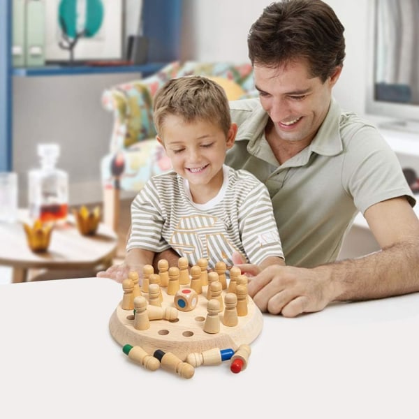 Wooden Memory Match Chess Game for Kids, Educational Smart Logic Games and Brain Teasers for Children Early Education Family Party Casual Gifts