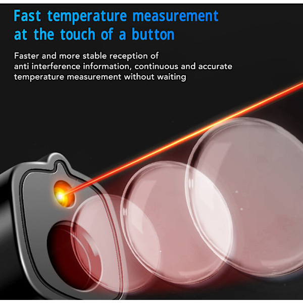 Infraröd Termometer, -50°C～550°C Beröringsfri Lasertermometer med Färg LCD-Display för Kök/Reparation/Pizza/Industri (EJ för Människor)