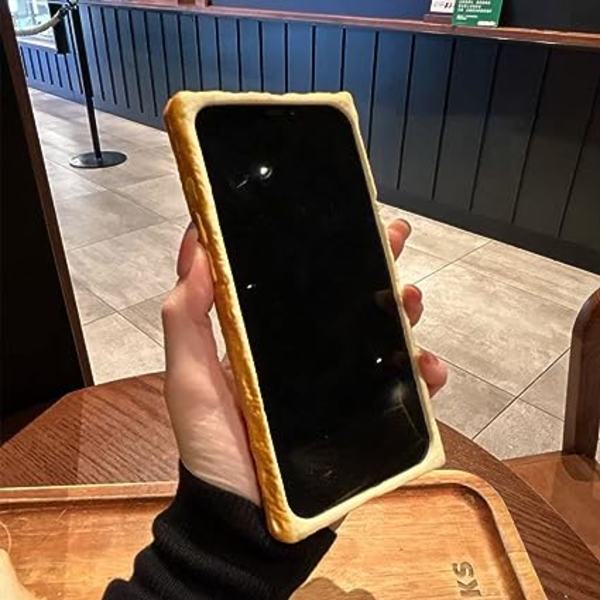 Sød telefoncover, kompatibel med iPhone 12 Pro, sjovt analogt toast morgenmad fire hjørner cover, stødsikkert silikone